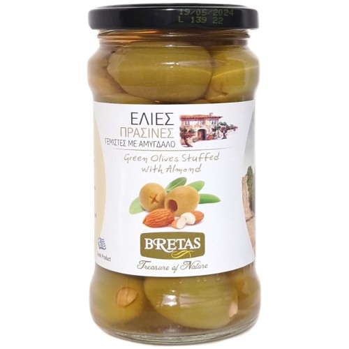 Green olives with almond 315ml-500x500