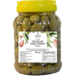 Sanus Green olives with almond 1kg-500x500